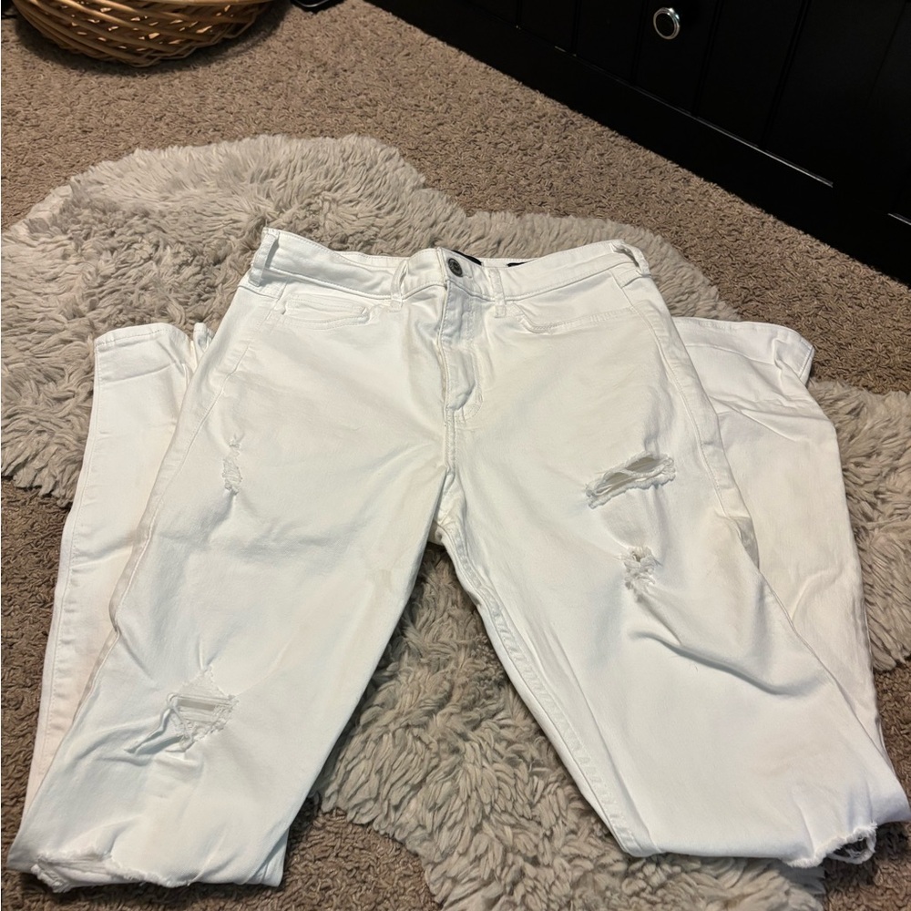 Hollister Women's White Boyfriend Jeans